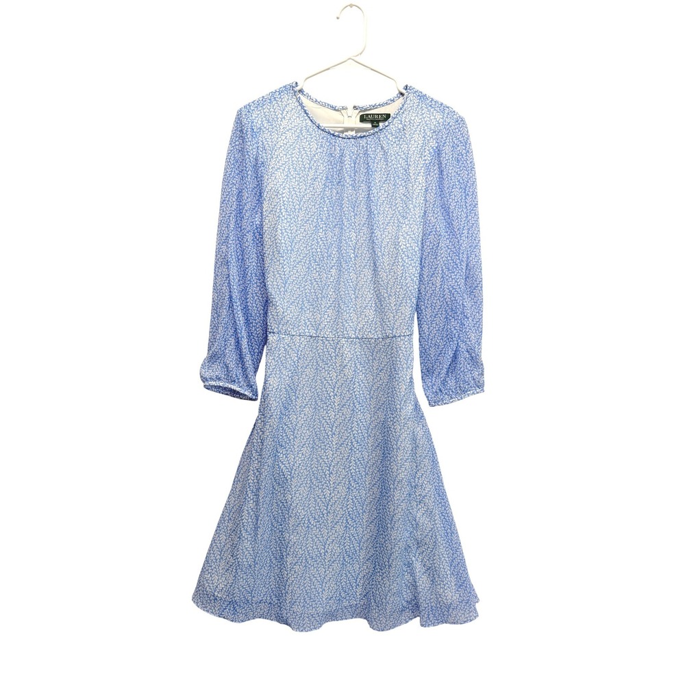 Lauren Ralph Lauren Dress Floral Leaf Print 14‎ Blue Women